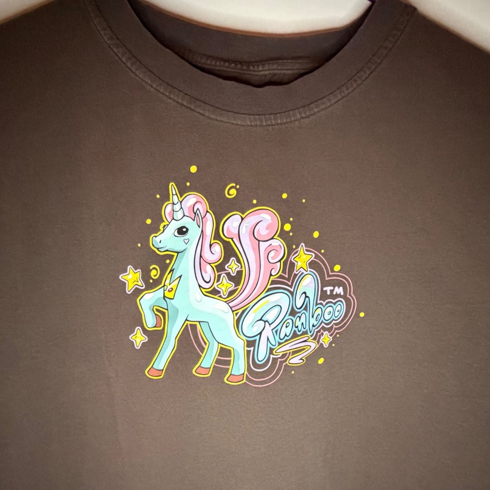Ranboo the Beloved 2021 Unicorn Graphic T-Shirt Brown Official Merch Mens Large